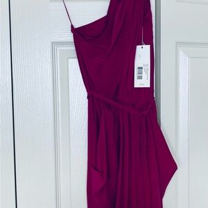 Rebecca Taylor One Shoulder Dress in Fuchsia